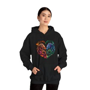 Two Dragons, One Heart - Heavy Blend™ Unisex Hooded Sweatshirt